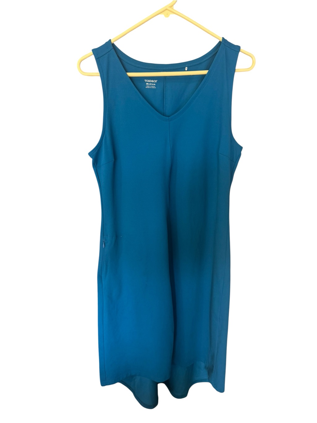 Toad & Co Blue Teal Sleeveless V-Neck Dress Size Medium Like New